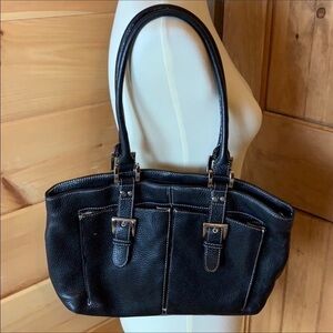 Tignanello black pebbled leather shoulder bag
